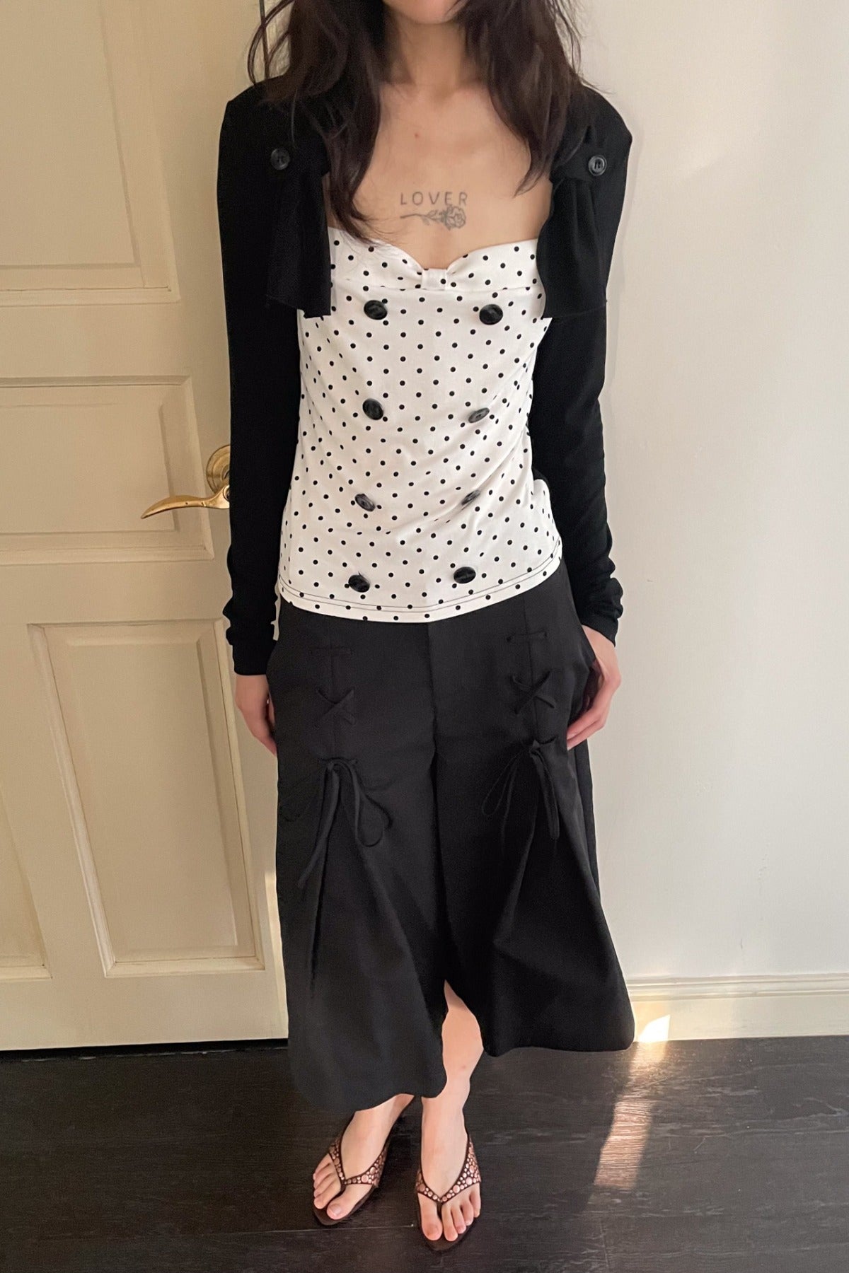 Bow Tie Wide-Leg Pants