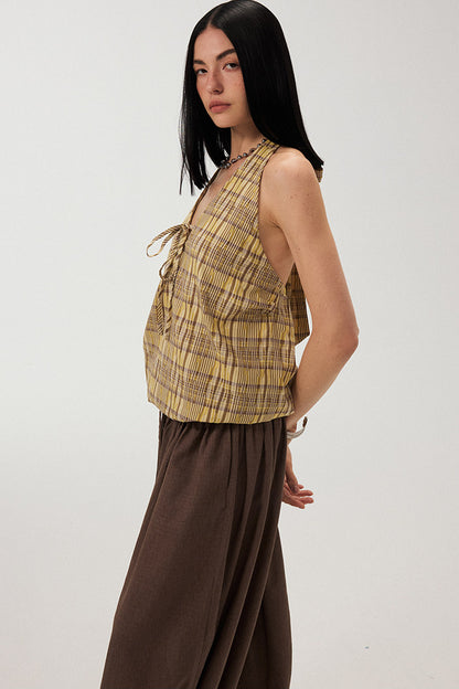 Black and White Plaid Halter Camisole