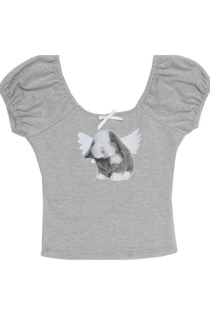 Cat Bunny Bow Short Sleeve T-shirt
