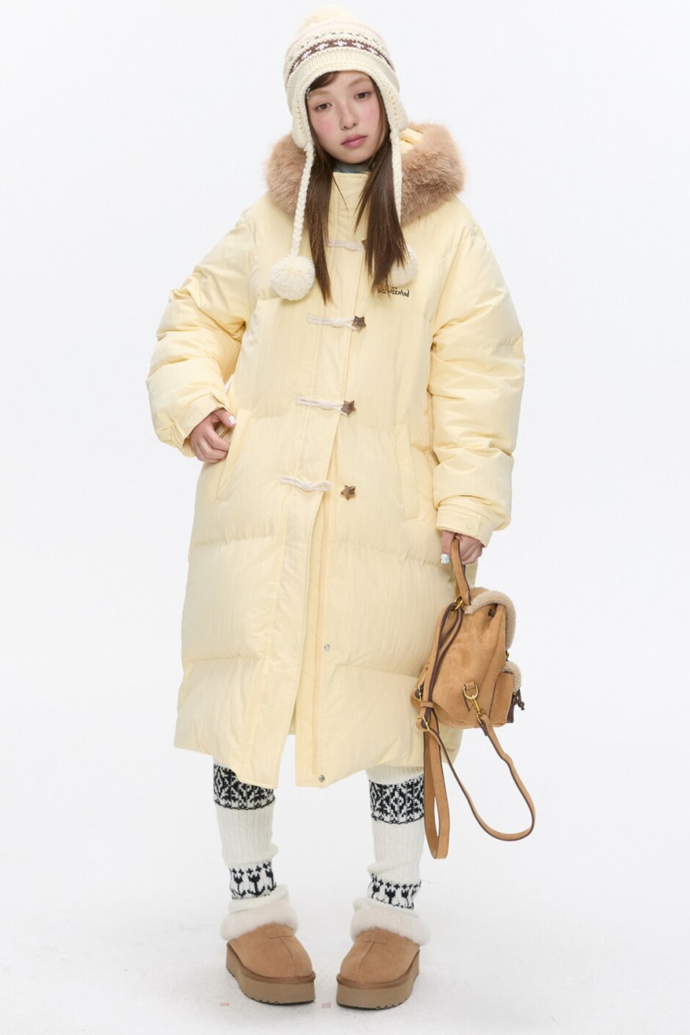 Cream Yellow Horn Button Down Coat