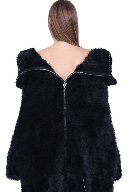 Reversible Mink Fur Hooded Gloves Jacket