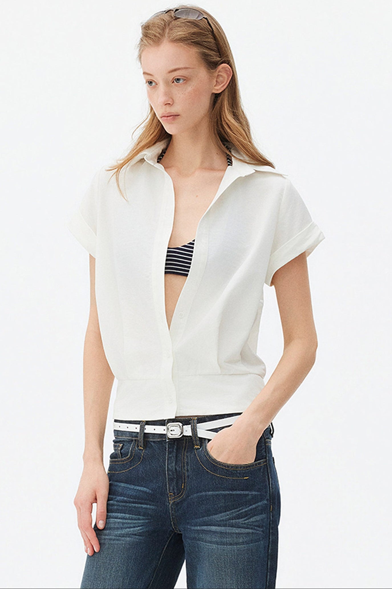 Satin-Like Lyocell Short-Sleeve Shirt