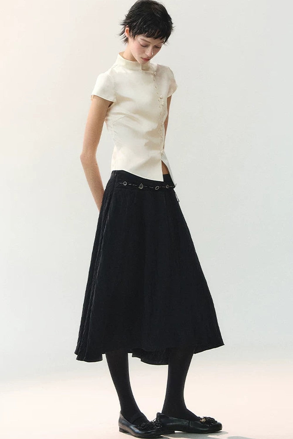 Plain Satin Embroidered Shirt