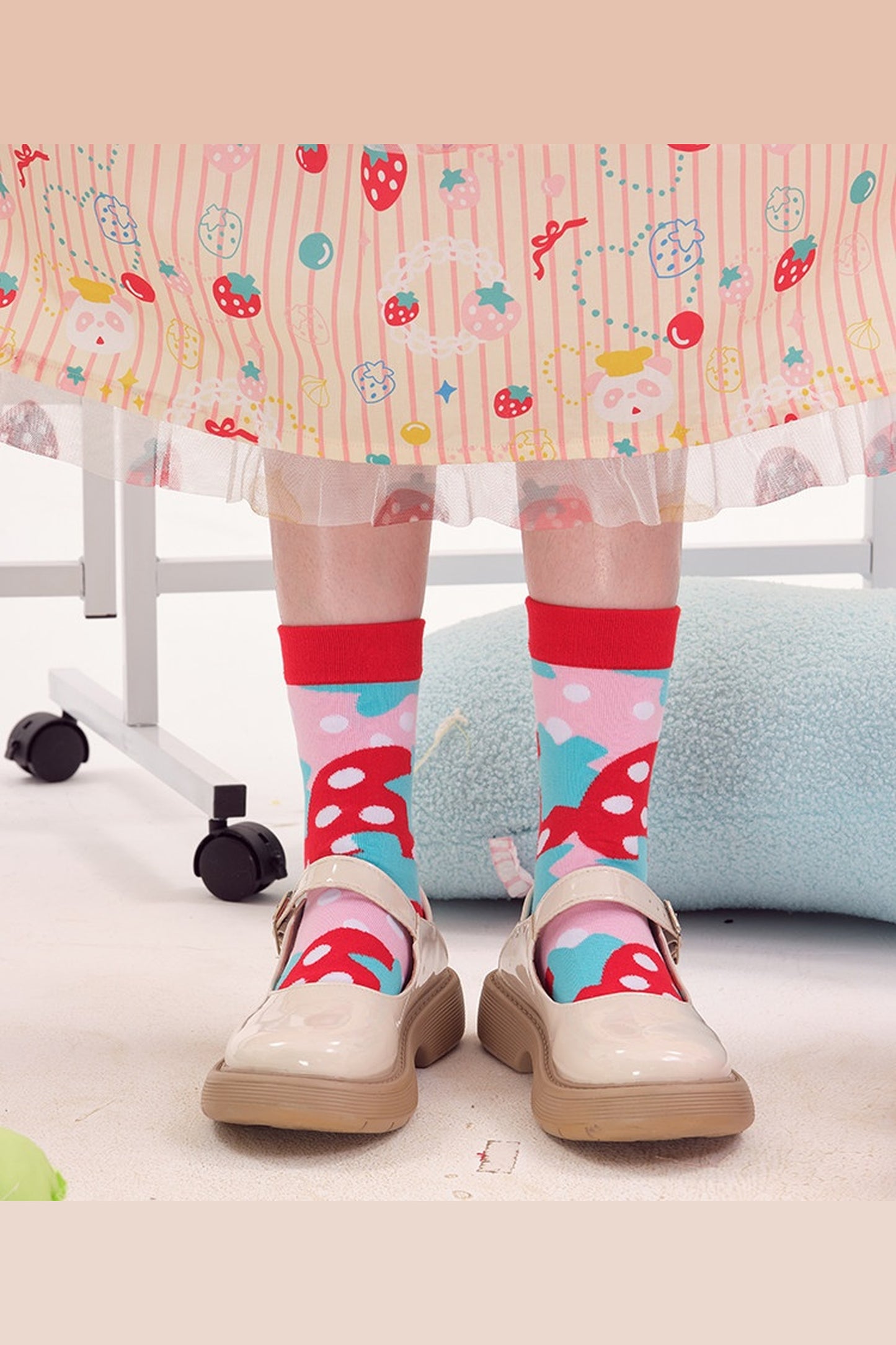 And Strawberry Knitted Mid-Calf Socks