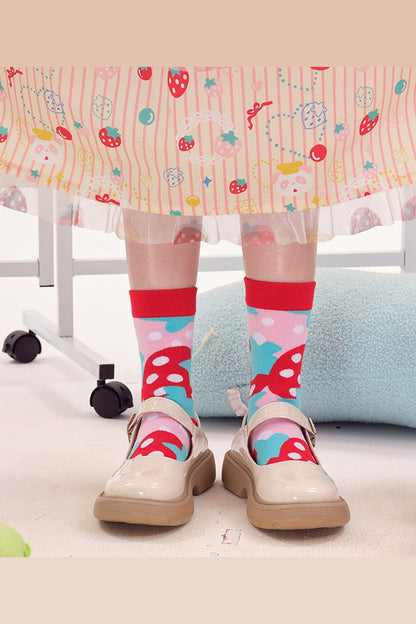 And Strawberry Knitted Mid-Calf Socks