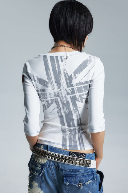 Asymmetrical Neckline Printed Top