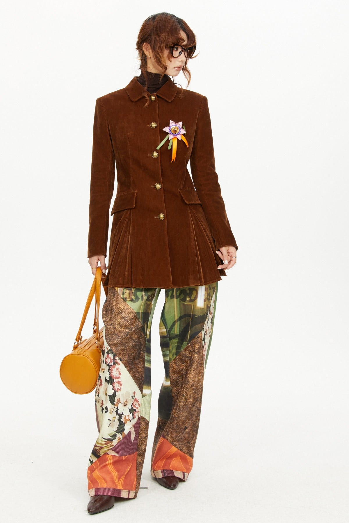 Patchwork Print Scimitar Pants