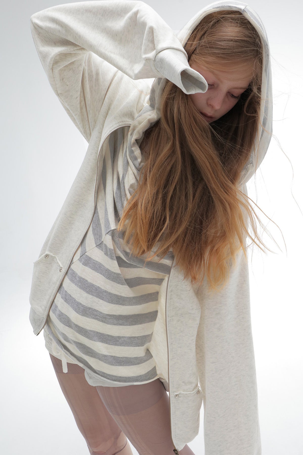 Oversized Striped Drop Shoulder Patchwork Sweatshirt
