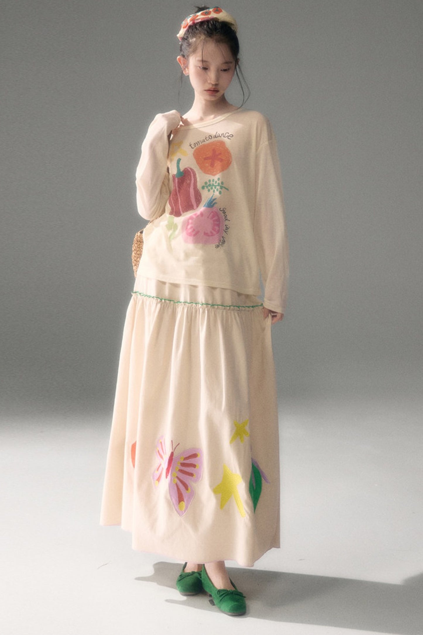 Tencel Butterfly Embroidered Skirt
