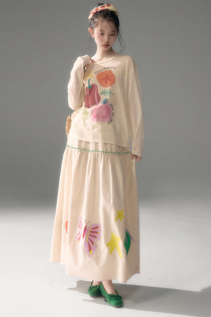 Tencel Butterfly Embroidered Skirt