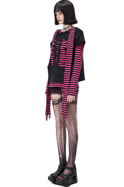 Reversible Cat Skeleton Rivet Blouse