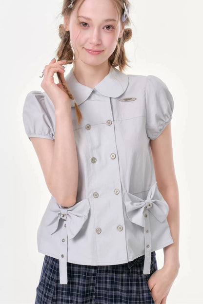 Misty Bow Puff Sleeve Blouse