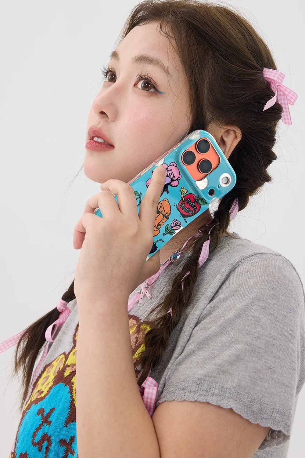 Coque de téléphone à motif ours bleu de dessin animé