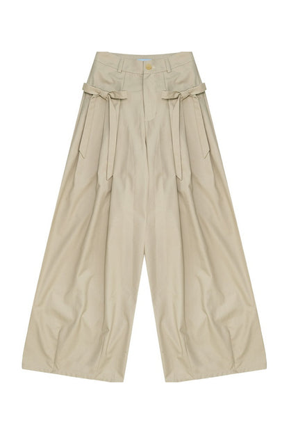 Pantalon abricot lacté à nœud