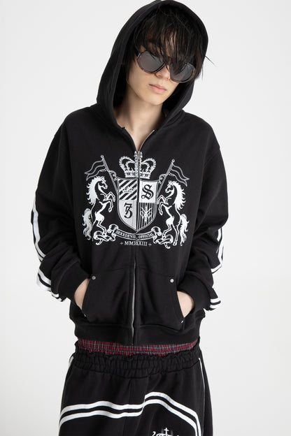 Embroidered Zip-Up Hoodie