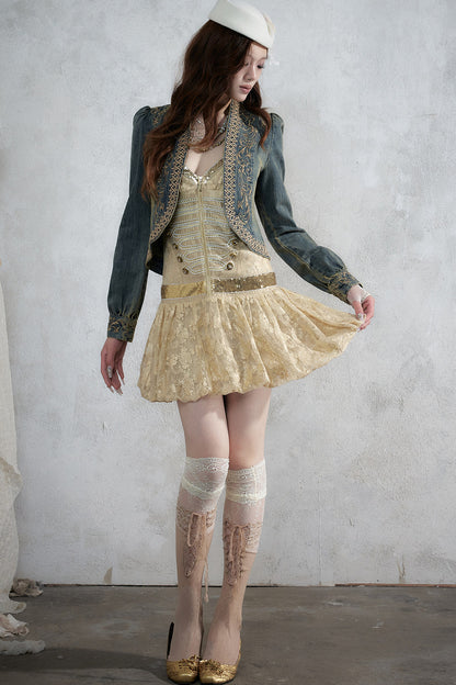 Retro Jacquard Sequin Dress