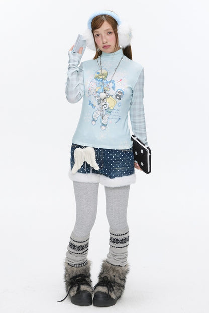 Octopus Grass Half-Turtleneck Top