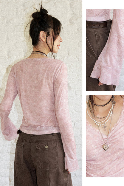 Retro Chapter Printed Long Sleeve Top