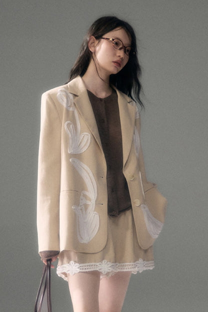 Three-Dimensional Rope Embroidery Floral Tencel Vest and Shorts Set-Up