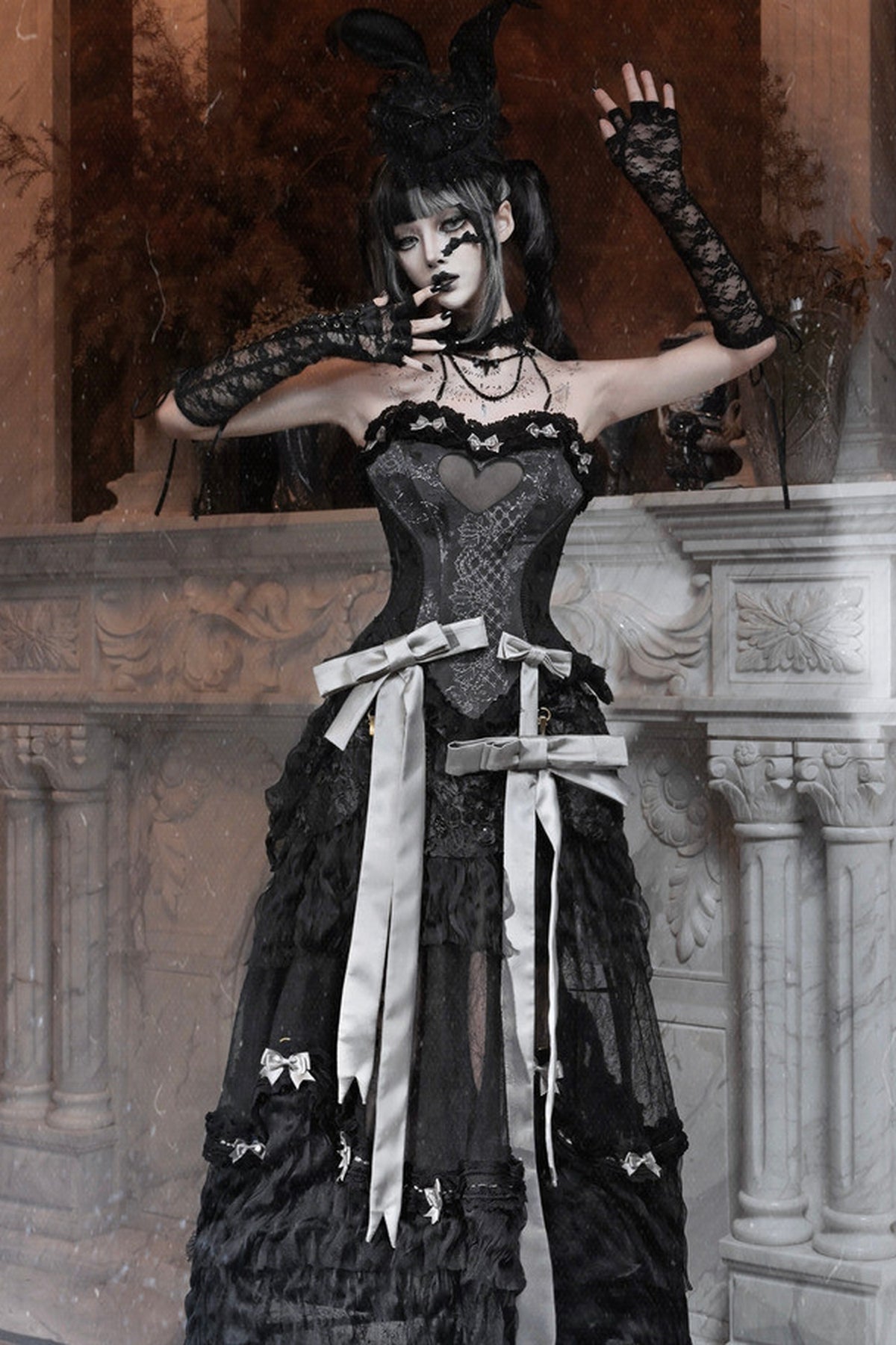 Gothic Heart Fishbone Camisole Set-Up