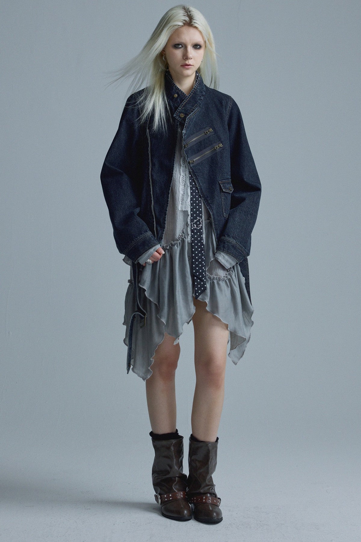 Distressed Chain Denim Jacket