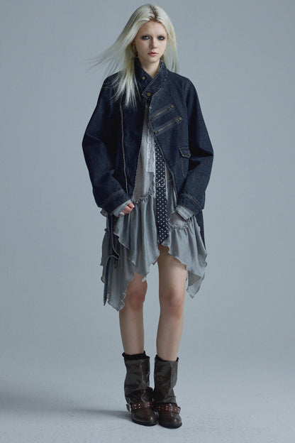 Distressed Chain Denim Jacket