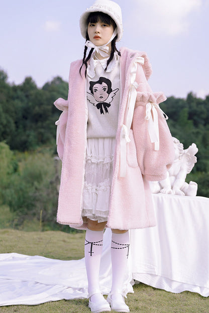 Bunny Ear Fluffy Bow Coat
