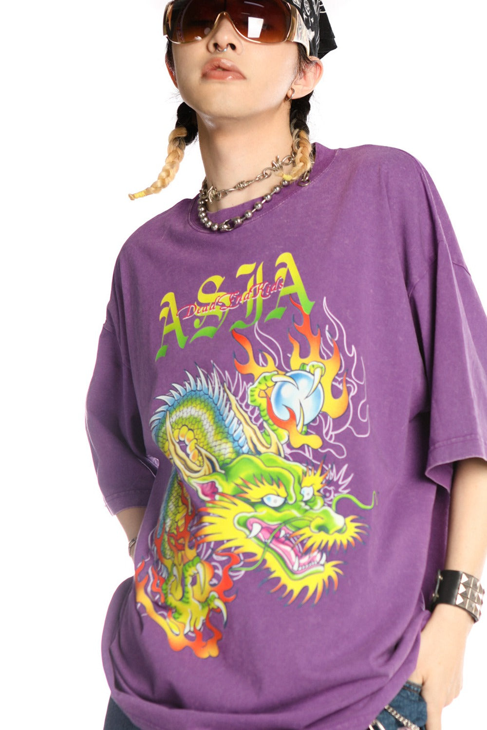 Dragon Print Loose Blouse