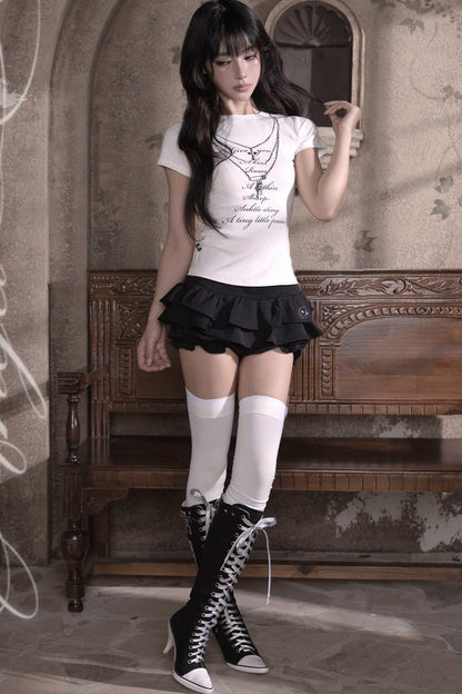 Silver Glitter Chain Print T-Shirt