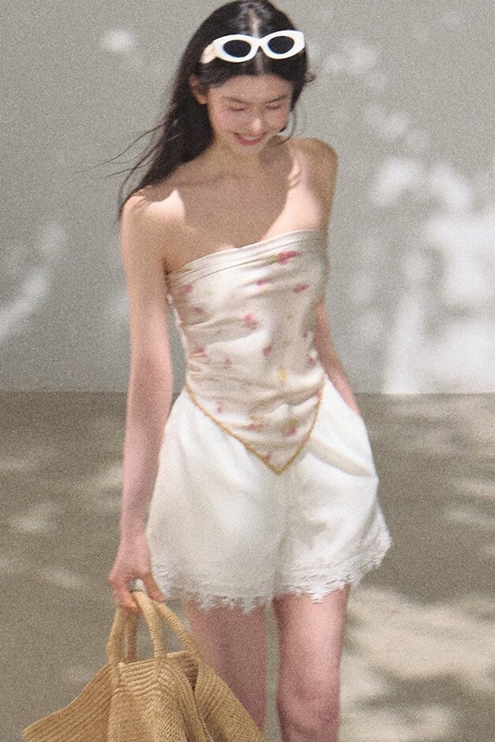 Cropped Wide-Leg Lyocell Lace Pants