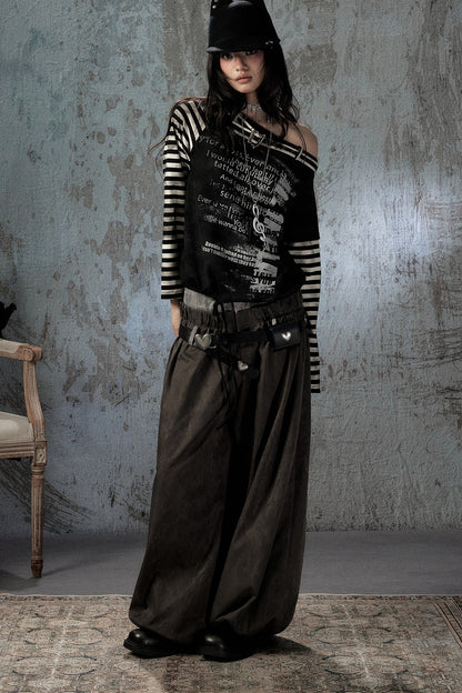 Double-Waist Belted Pants