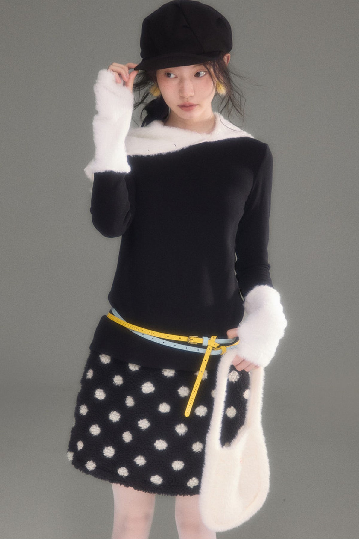 Slim Fit Plush Diagonal Lapel Knit Top