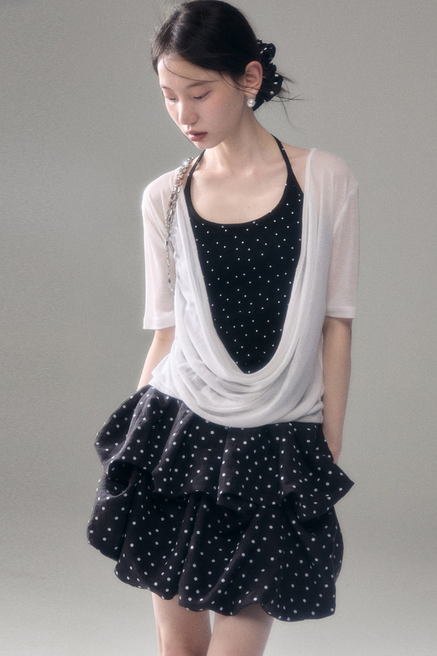 Retro Polka Dot Ruffle Cake Skirt