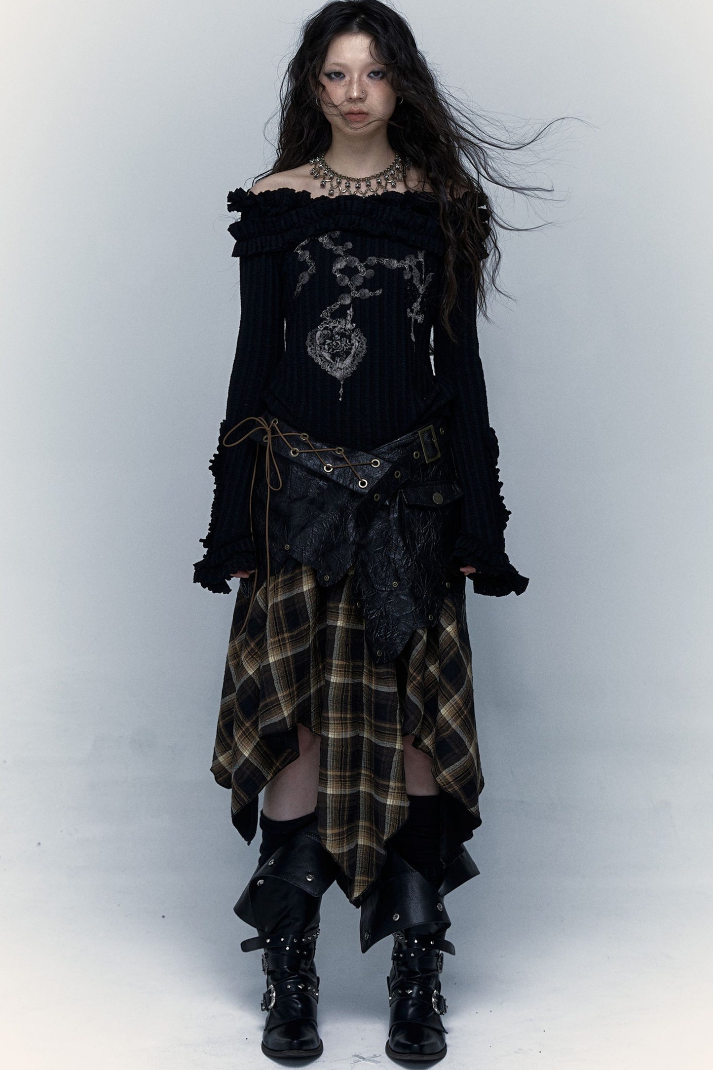 Dark Punk Patchwork Skirt
