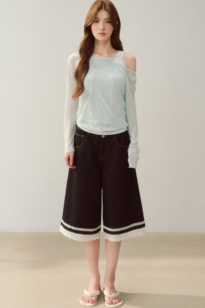 Cooling Layered-Look Long-Sleeve Blouse Set