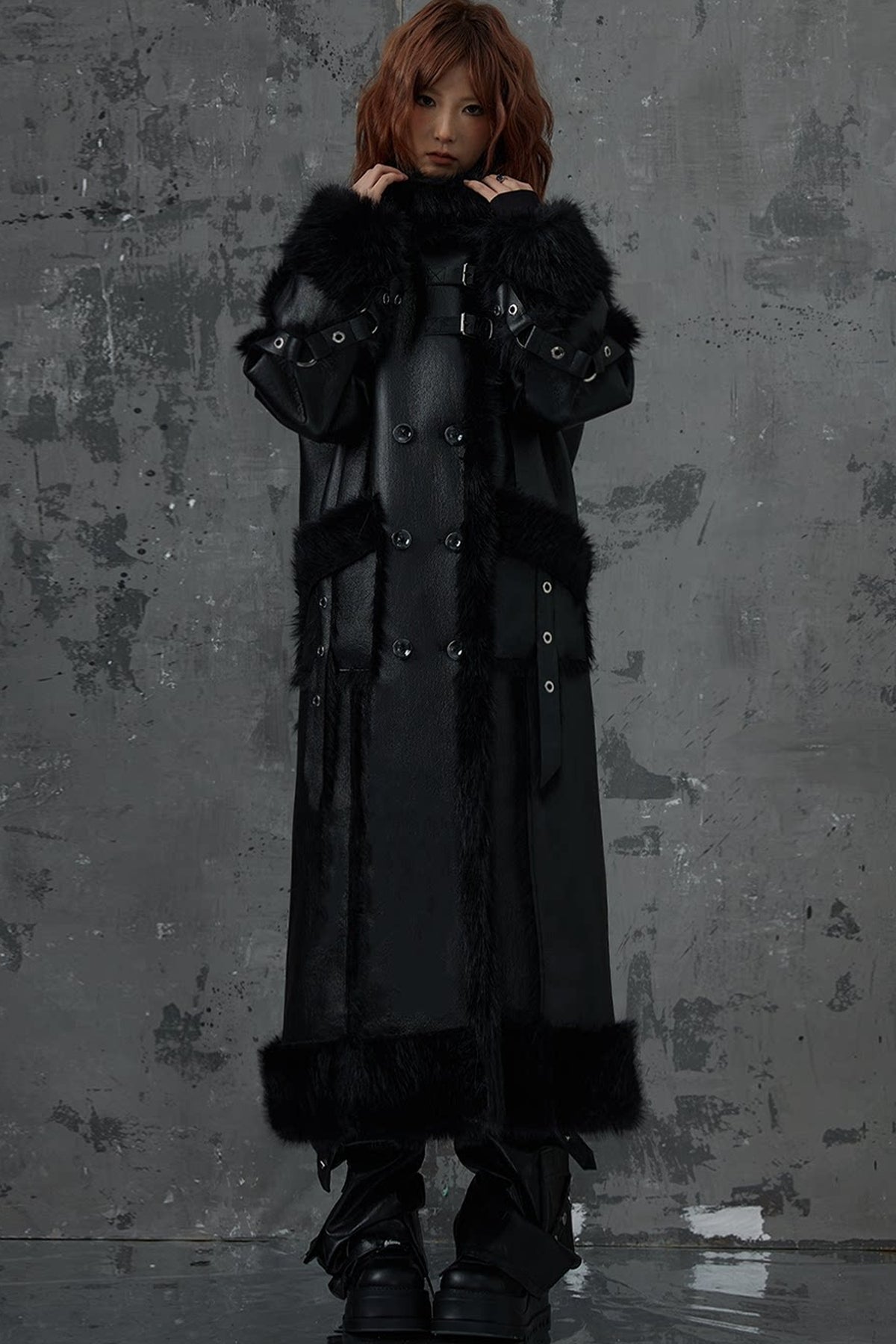 Dark Punk Heavy Industry Faux Fur Coat