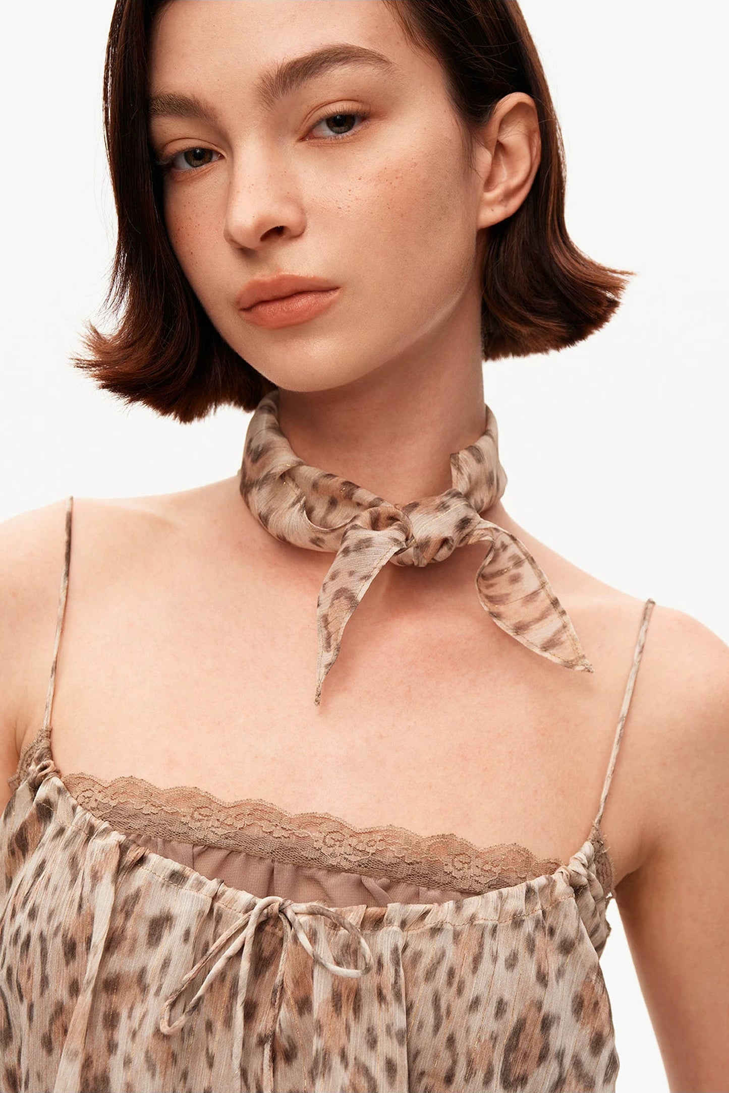Retro Leopard Print Lace Tank Top Set