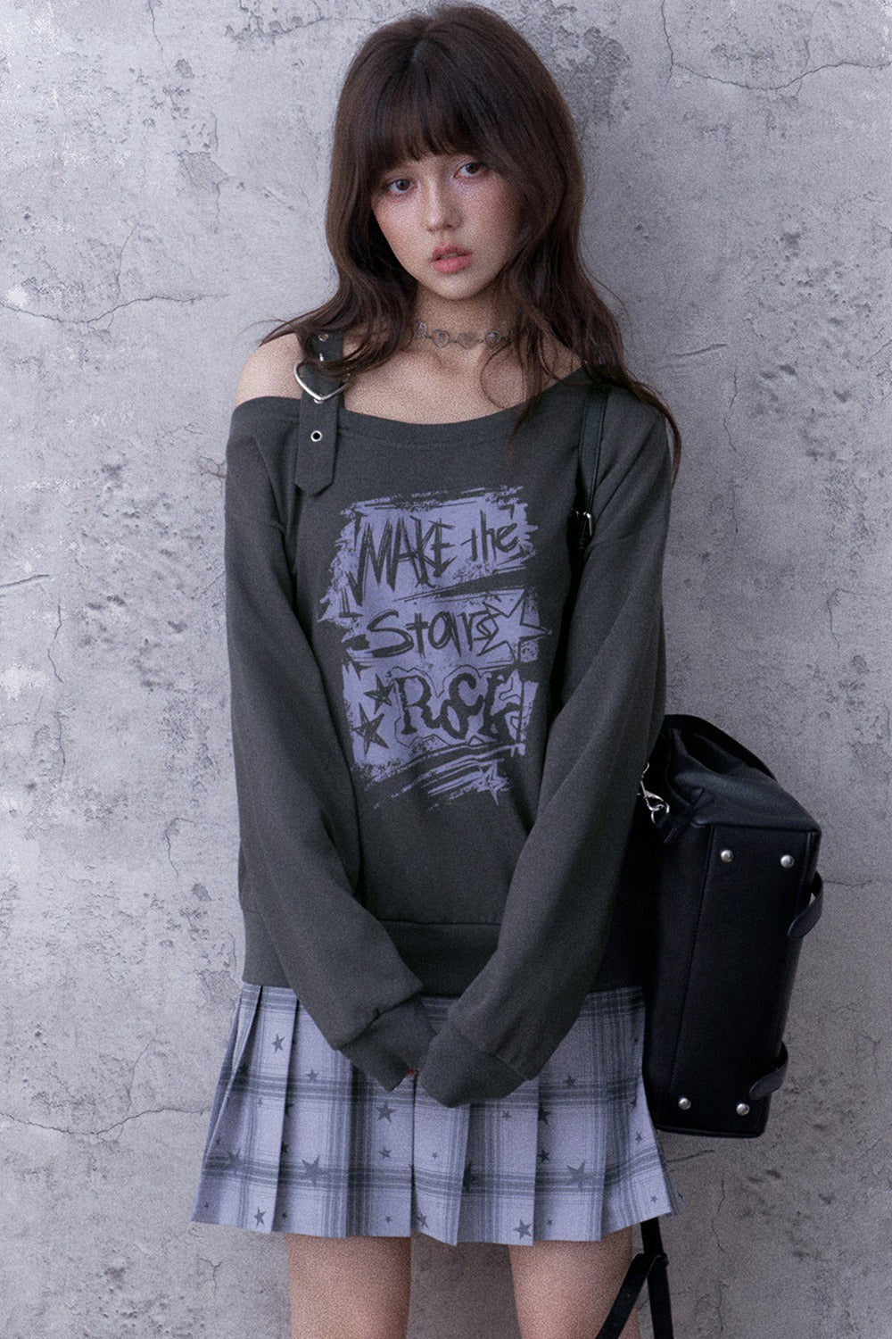 Graffiti Off-Shoulder Hoodie Dress