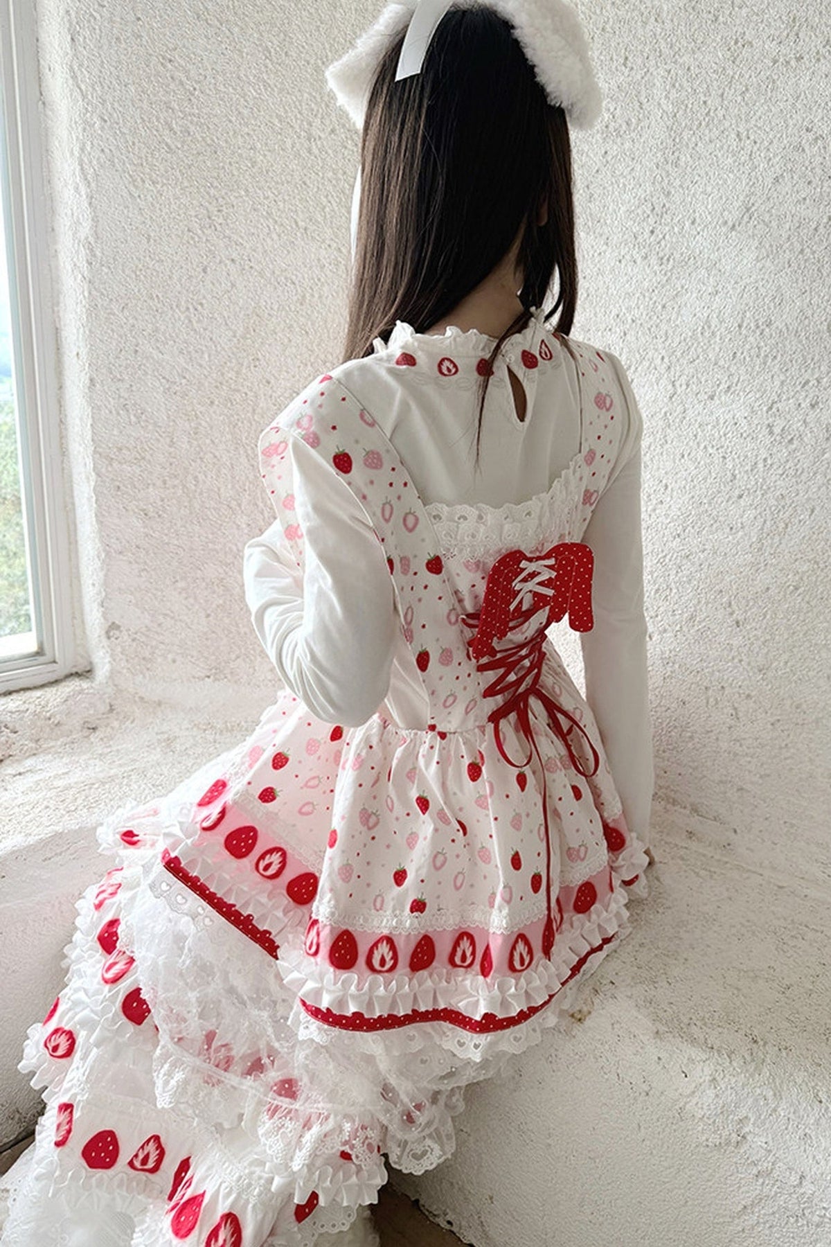 Strawberry Lace Collar Top