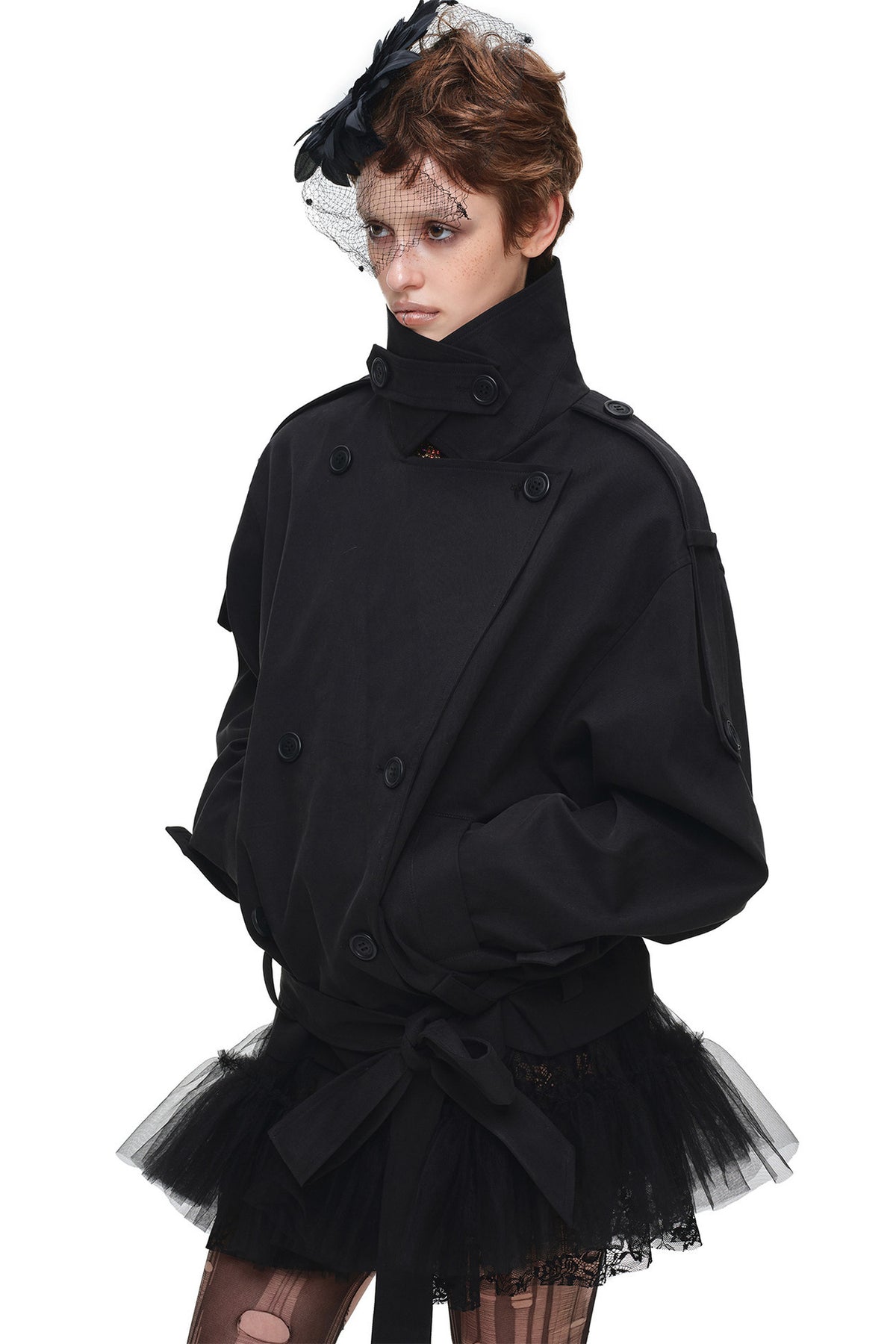 Ensemble jupe plissée taille mi-basse à volants superposés