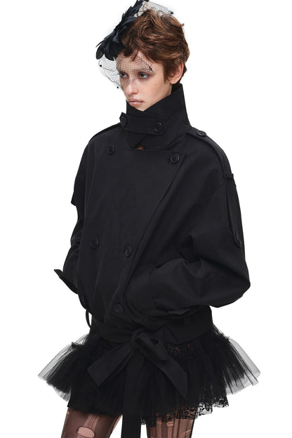 Ensemble jupe plissée taille mi-basse à volants superposés