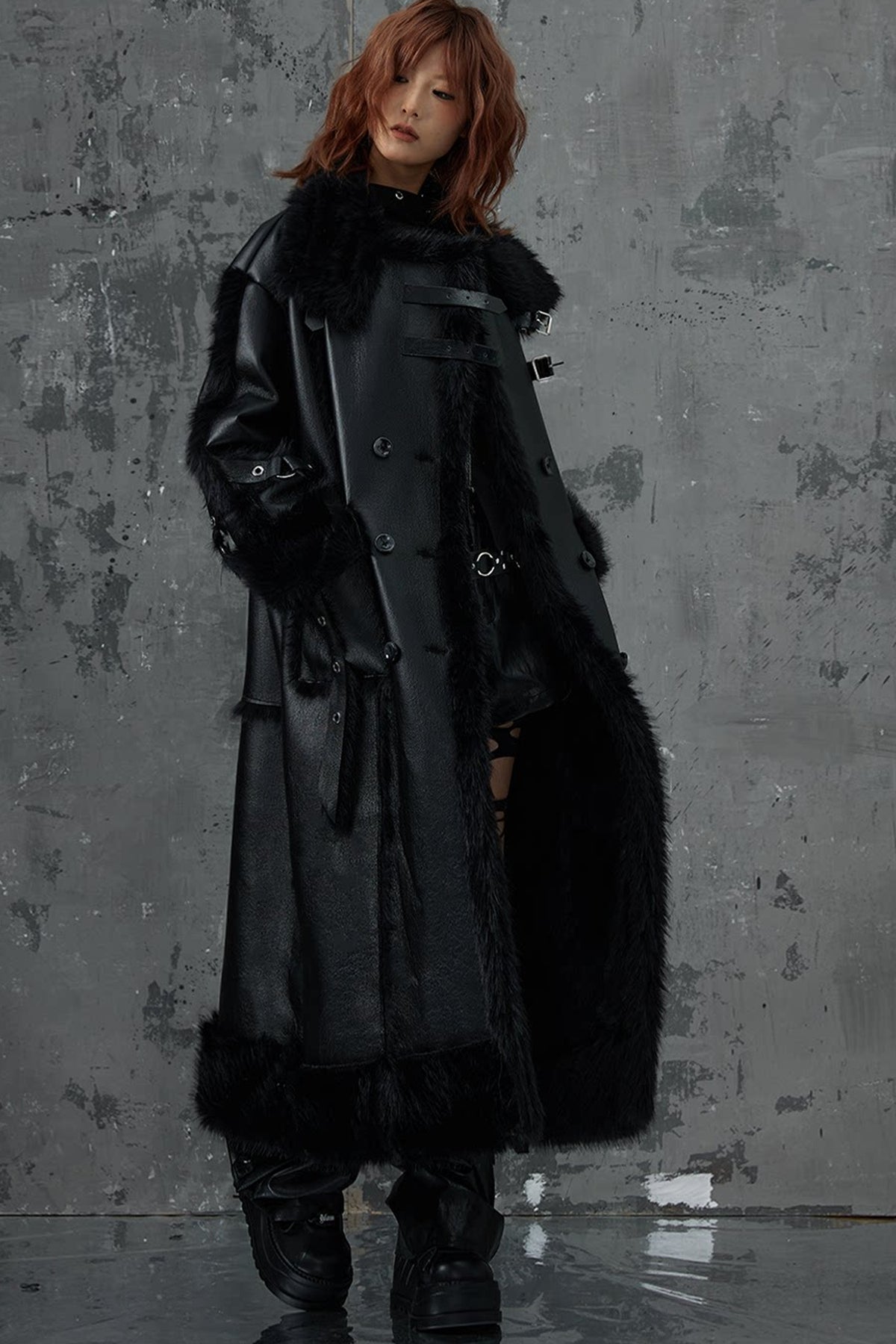 Dark Punk Heavy Industry Faux Fur Coat