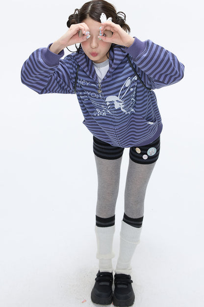 Butterfly Striped Zip Hoodie