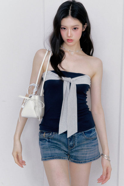 Retro Denim Straight-Leg Shorts