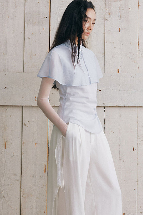 Detachable Shawl Collar Sleeveless Shirt