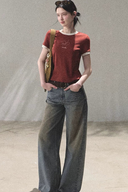 Color-Blocked Cotton Knit Top