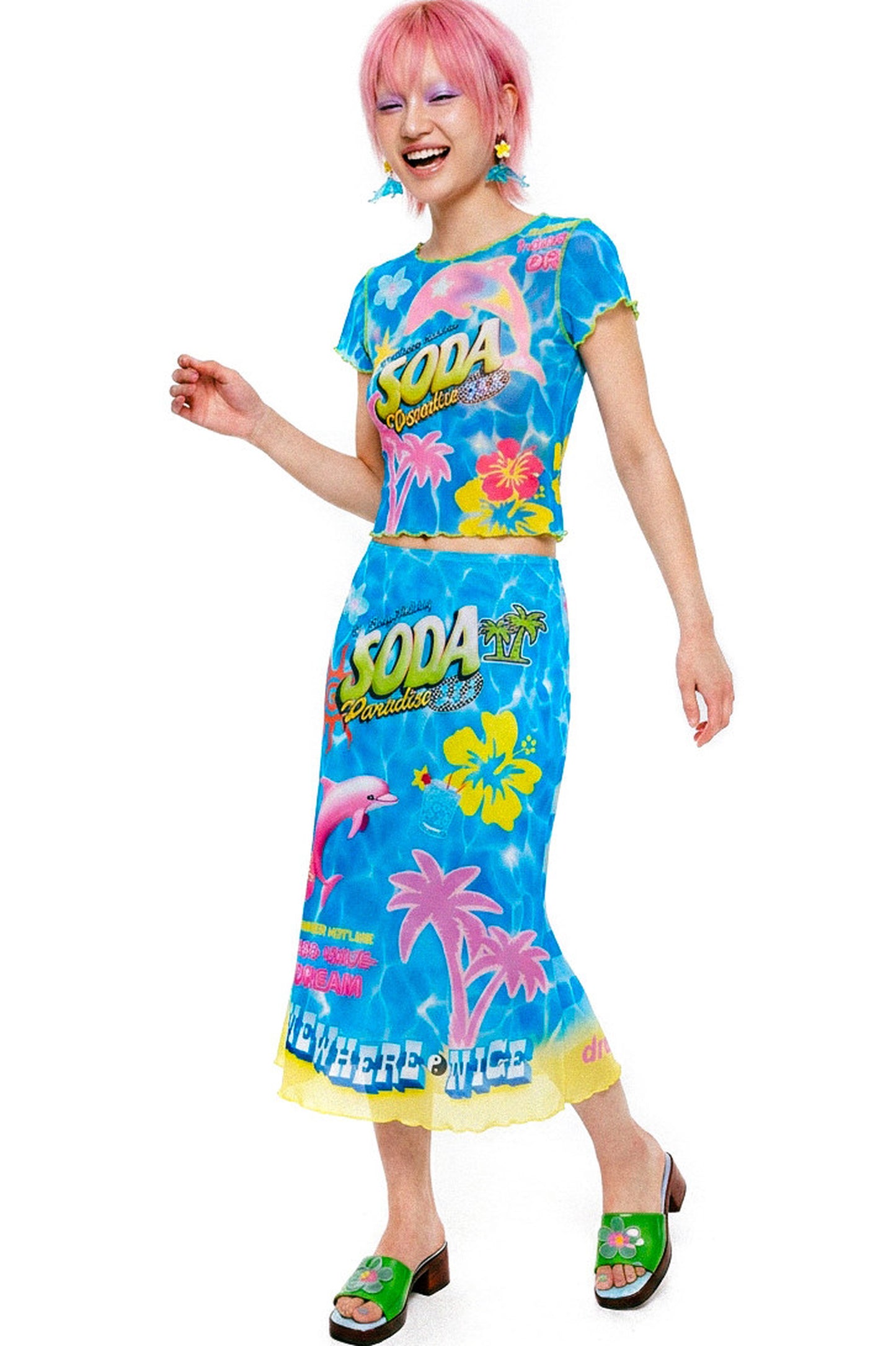 Dopamine Mesh Fishtail Skirt Set-Up