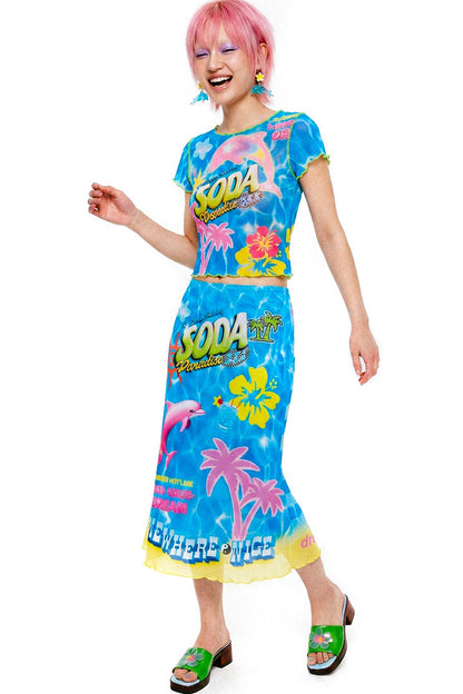 Dopamine Mesh Fishtail Skirt Set-Up