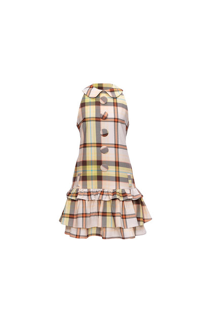 Plaid Raglan Vest Dress