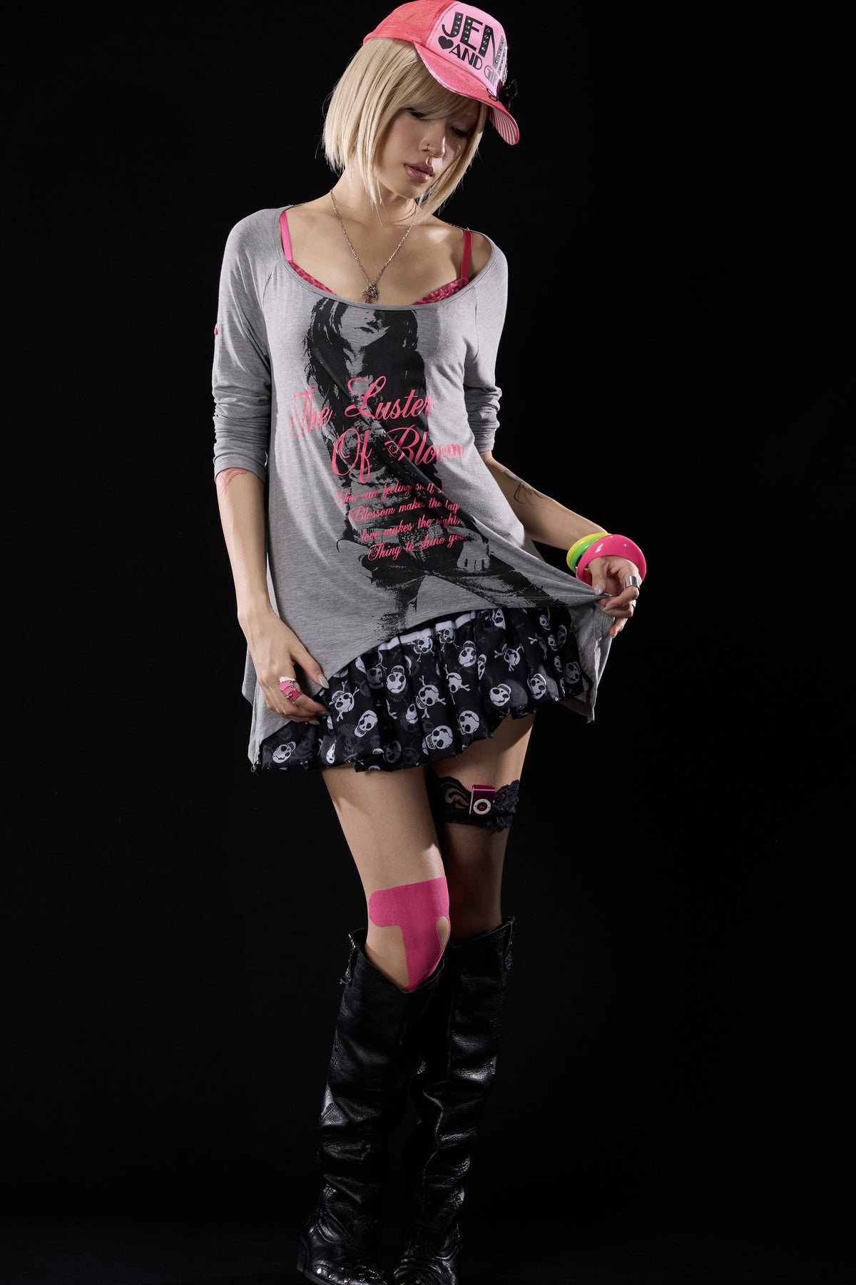 Low-Waist Skull Chiffon Miniskirt